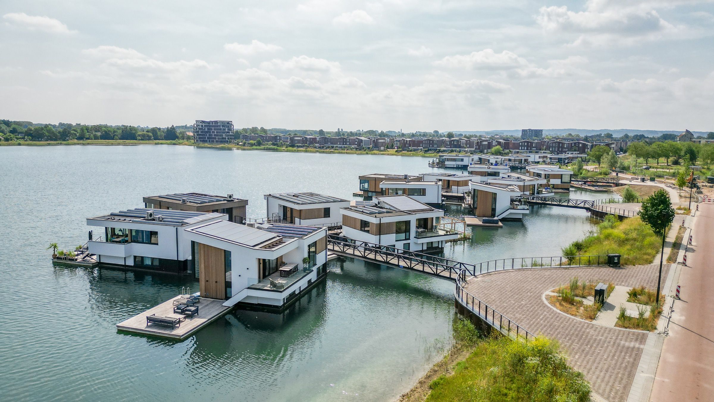 Aerial view of a completed residential development built with Uniqa wall systems